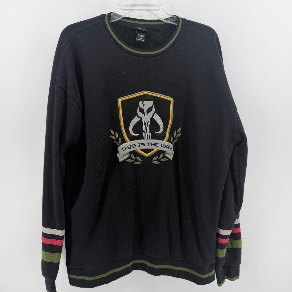 Star Wars Our Universe Sweatshirt Mens LG Black Mandalorian This Is The Way - Picture 2 of 8